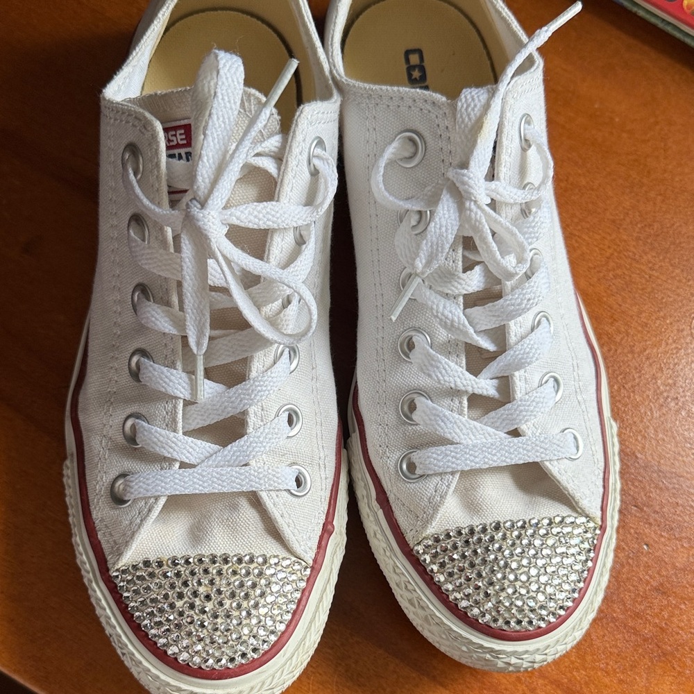 Converse White Sneakers with Silver Accents